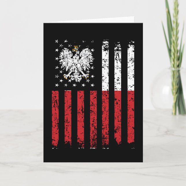 Carte Drapeau mi-polonais mi-américain Pologne USA (Devant)