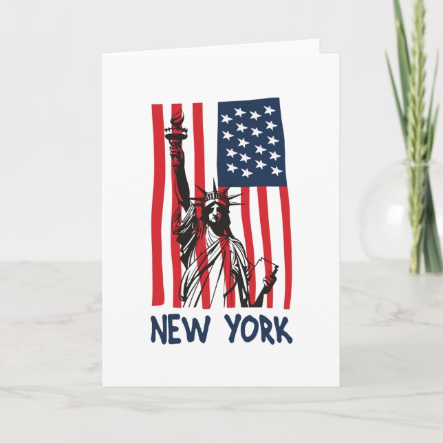 Carte Drapeau New York NY Statue de Liberty USA Amérique (Devant)