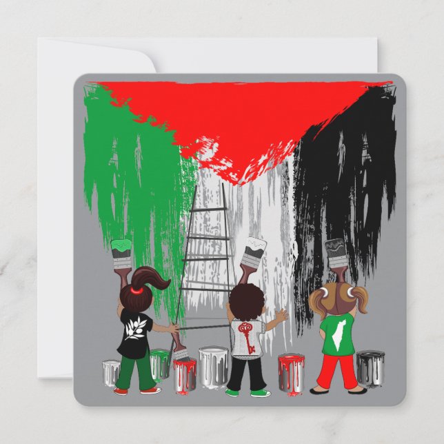 Carte Drapeau palestinien peint par des enfants de Gaza (Devant)