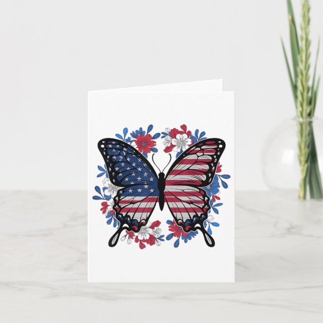 Carte Drapeau papillon américain Patriotique 4 juillet (Devant)