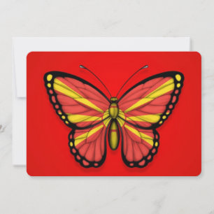Carte Drapeau papillon macédonien sur rouge