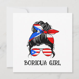 Carte Drapeau Porto Rico fille mignonne Boricua