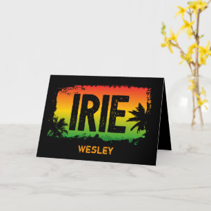 Carte Drapeau rasta de palmier tropical IRIE de Jamaïque