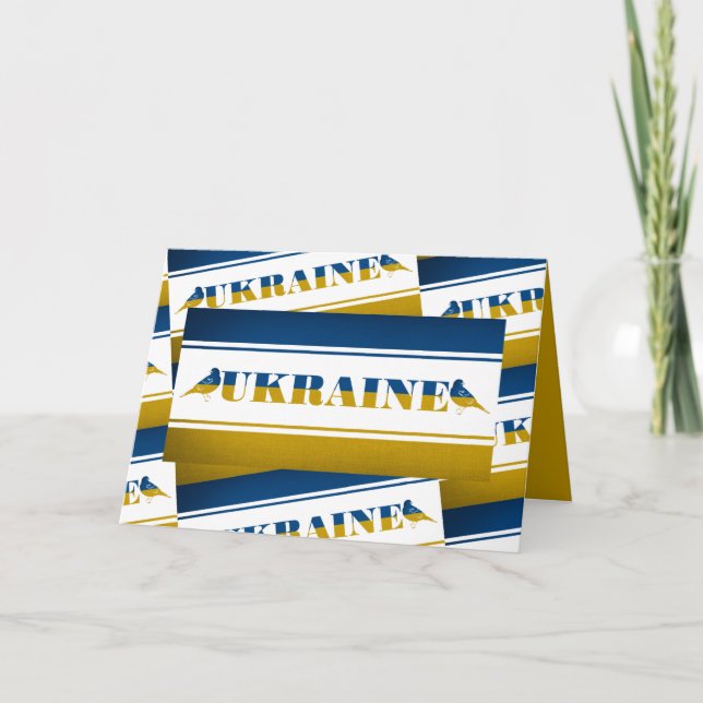 Carte Drapeau Ukraine, Oiseaux Nightingale Nationaux (Devant)