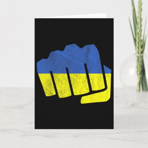 Carte Drapeau ukrainien poing. Restez Fort Ukraine. Bleu