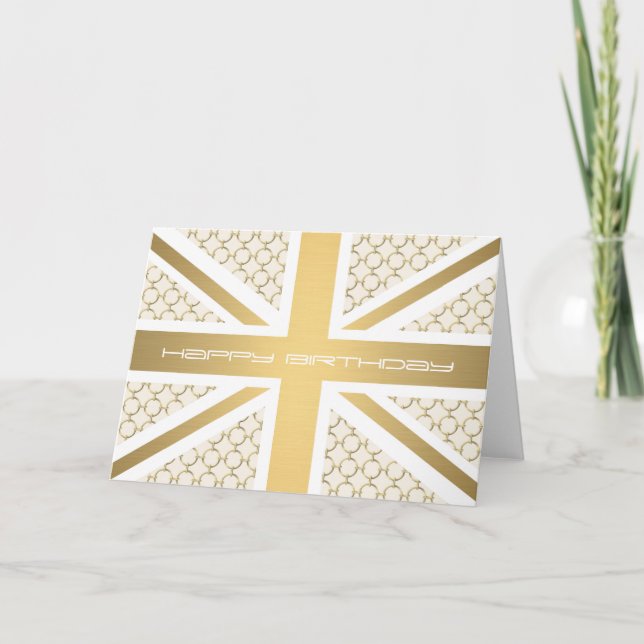 Carte Drapeau Union Jack avec Motif équestre or (Devant)