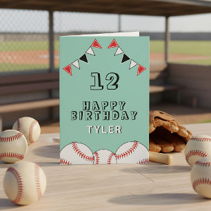 Carte Drapeaux de baseball vert Anniversaire de enfant s