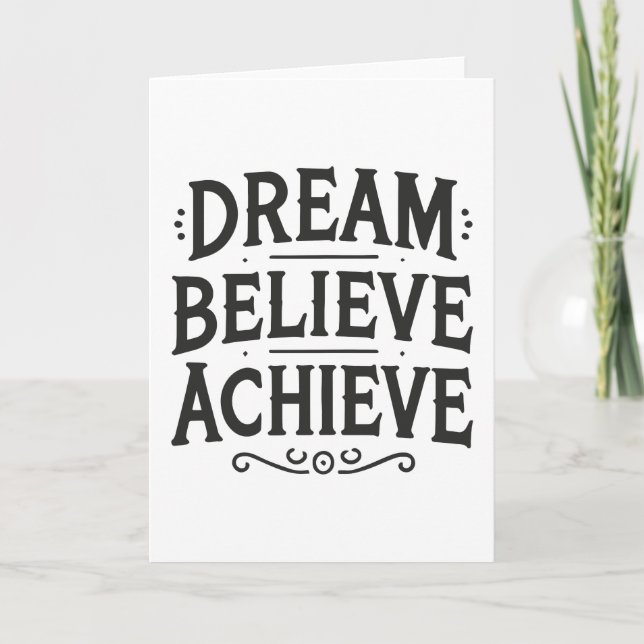 Carte Dream Believe Achieve - Gym, Hustle, Succès (Devant)