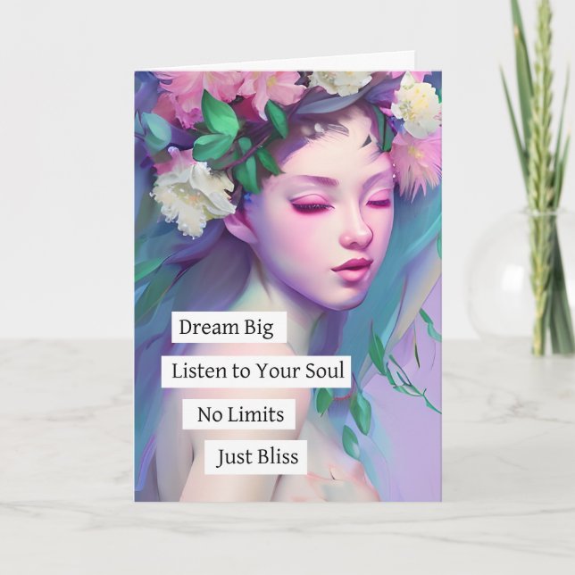 Carte Dream Big, Citation inspirante pour fille (Devant)