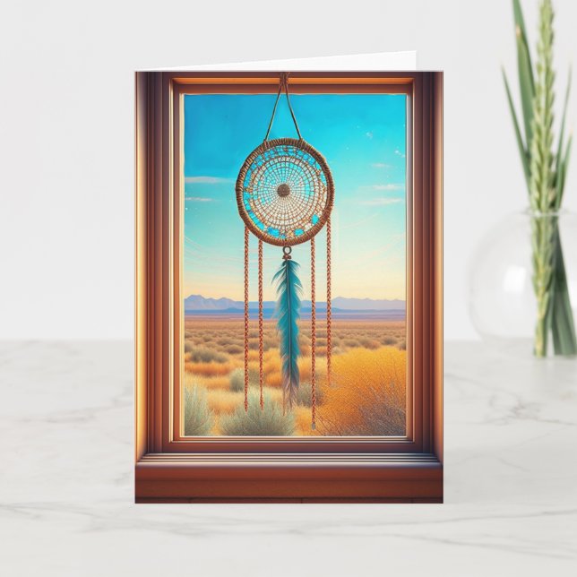 Carte Dreamcatcher dans une fenêtre du désert (Devant)