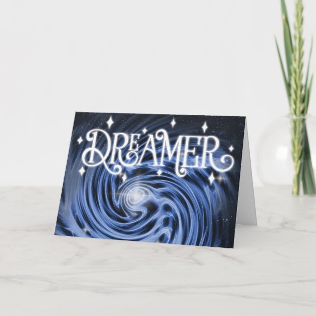 Carte "Dreamer" Bleu Vortex dans l'espace "Joyeux annive (Devant)