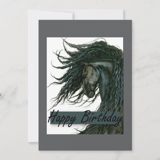Carte DreamWalker Friesian Horse Anniversaire par Bihrle (Devant)