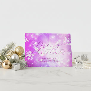 Carte Dreamy Pink Winter Wonderland Business Noël