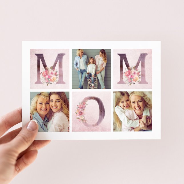 Carte Dreamy Rose Floral MOM Photo Collage Fête des Mère (Créateur téléchargé)