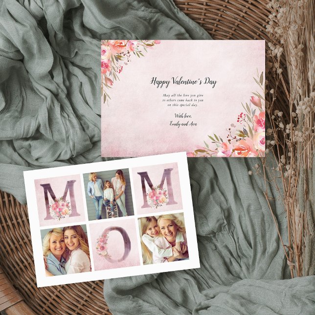 Carte Dreamy Rose Floral MOM Photo Collage Valentine (Créateur téléchargé)