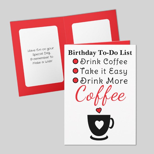 Carte Drink more coffee white red birthday (Créateur téléchargé)