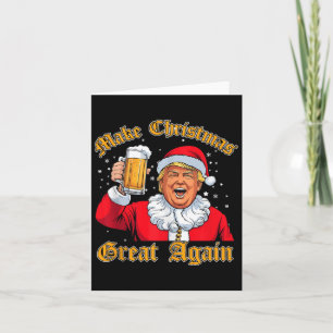 Carte Drôle 2024 Noël Trump Boire Bière Trump Père Noël