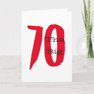 Carte Drôle, 70ème anniversaire, gros texte rouge sur bl