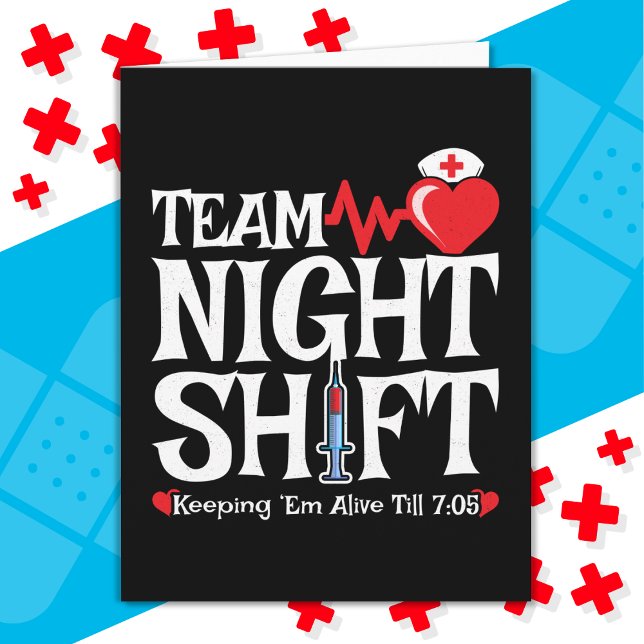 Carte Drôle 7:05 Team Night Shift Infirmière Appréciatio (Créateur téléchargé)