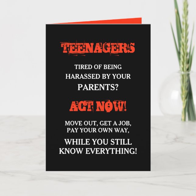 Carte Drôle adolescent | Anniversaire des Ados (Devant)