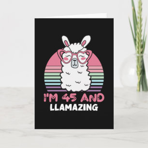 Carte Drôle adorable Llama 45e Anniversaire Cadeau Pour 