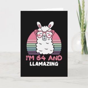 Carte Drôle Adorable Llama 64e Anniversaire Cadeau Pour 