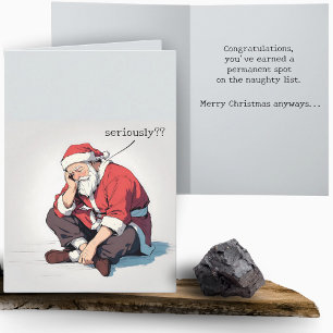 Carte Drôle Anime Sad Père Noël Naughty List Noël