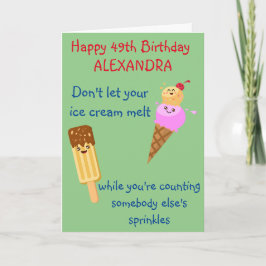 Carte Drôle Anniversaire Crème glacée arrose Humour Kawa