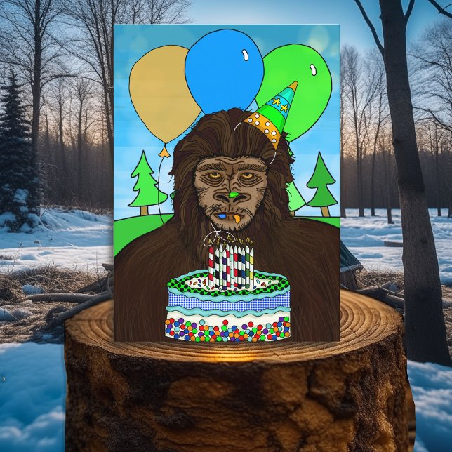 Carte Drôle Bigfoot manger Anniversaire Gâteau (Créateur téléchargé)