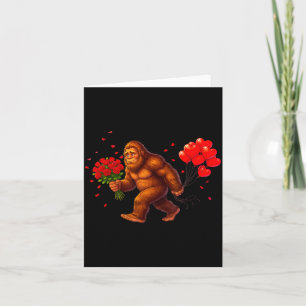 Carte Drôle Bigfoot Saint Valentin Cœur Sasquatch Rétro 