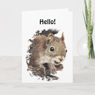 Carte Drôle Bonjour, Salut, avec mignon animal écureuil