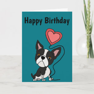 Carte Drôle Boston Terrier Love Cartoon