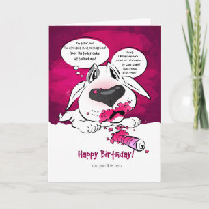 Carte Drôle Bull Terrier Cartoon Card "Joyeux anniversai