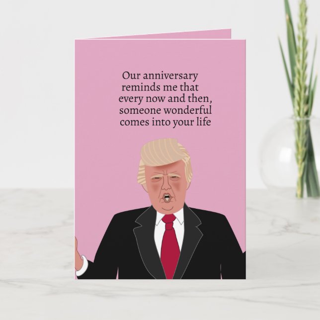 Carte Drôle Caricature Donald Trump, joyeuse épouse à l' (Devant)
