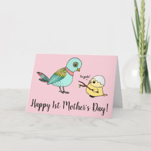 Carte Drôle Cartoon Bird Happy First Mother's Day Card