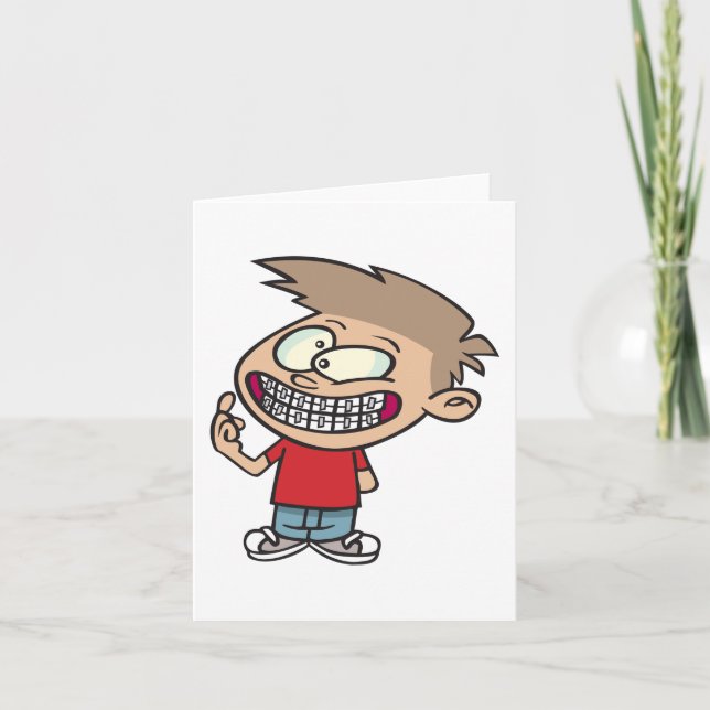 Carte Drôle Cartoon Boy avec Braces Smile (Devant)