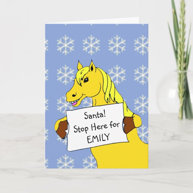 Carte Drôle Cartoon Cheval Enfants Noël (Devant)