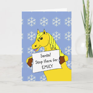 Carte Drôle Cartoon Cheval Enfants Noël