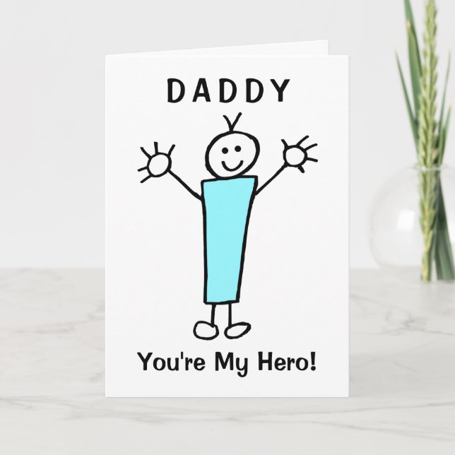 Carte Drôle Cartoon Daddy Hero Blue Anniversaire (Devant)