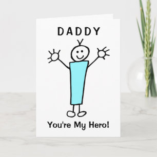 Carte Drôle Cartoon Daddy Héros Fête des pères bleue