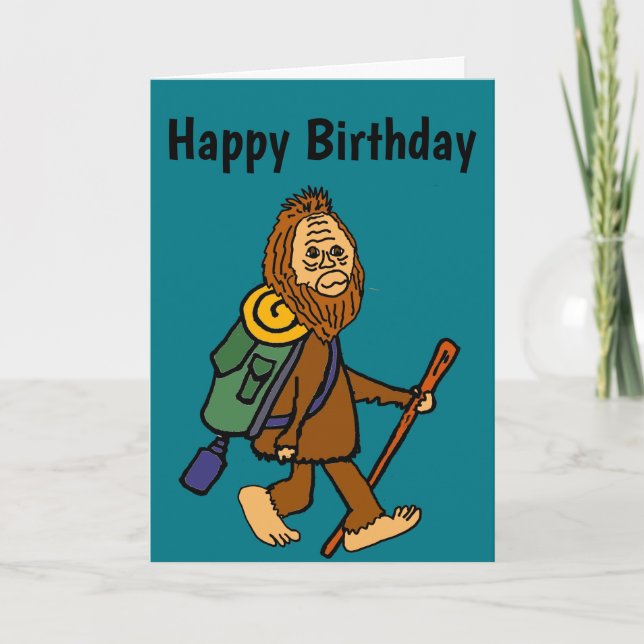 Carte Drôle Cartoon de Randonnée Bigfoot (Devant)