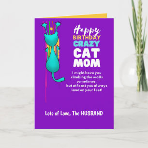 Carte Drôle CAT MME Femme d'anniversaire du mari