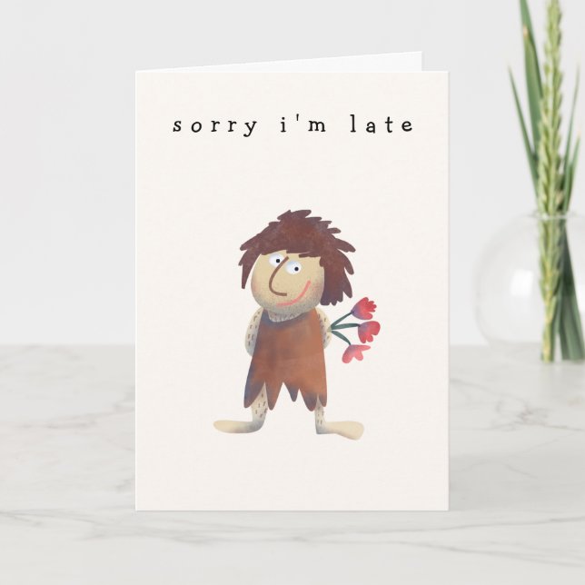Carte Drôle Caveman humoristique dessin d'Anniversaire (Devant)