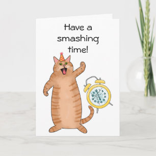 Carte Drôle chat casser le temps jeu de dessin animé ann