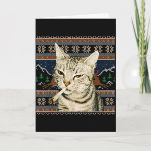 Carte Drôle Chat Fumeur Mème Noël Sweat Ugly Chat