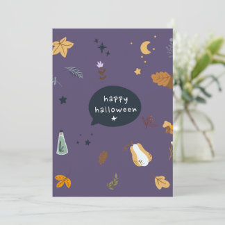Carte Drôle chats de dessin animé avec balais, citrouill