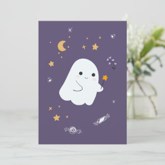 Carte Drôle chats de dessin animé avec balais, citrouill