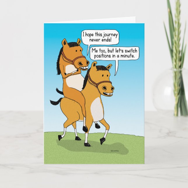 Carte Drôle Cheval équitation Cheval Joyeux Anniversaire (Devant)