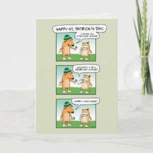 Carte Drôle Chien et Chat Clover St. Patrick's Day