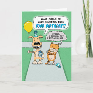 Carte Drôle Chien Excité, Chat Grumpy Anniversaire